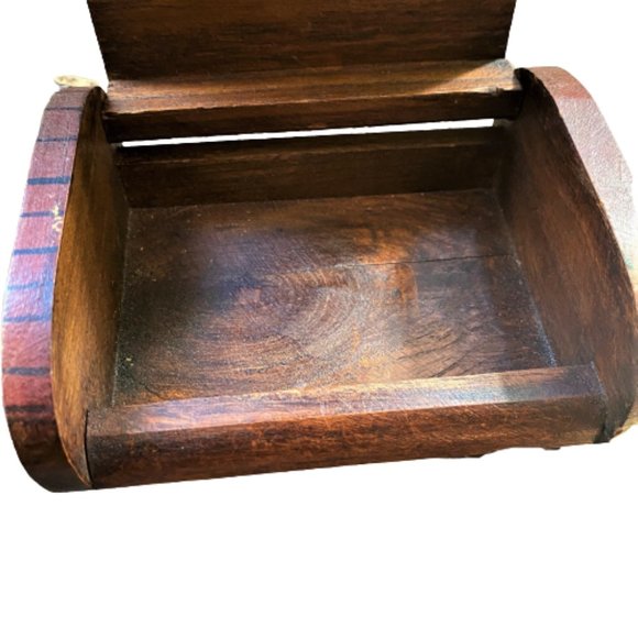 2/$40 Vintage Tiki 60s 70s wooden lady with fan trinket jewelry box - Picture 7 of 11